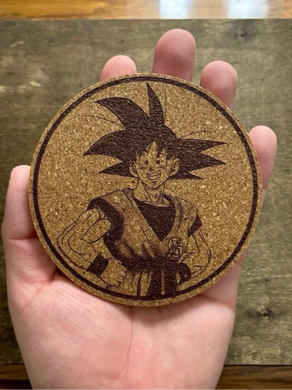 Dragon Ball Z Goku Laser Engraved Cork Coaster